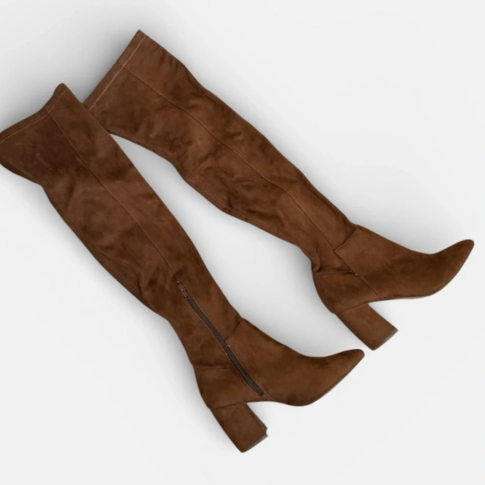 Steve Madden Women's Over the Knee Nifty Boots Brown Faux Suede Size 7M